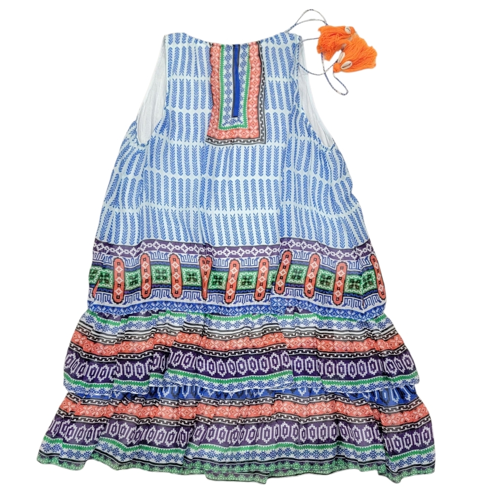 Hemant & Nandita Silk Tiered Mini Dress Bohemian Beaded Embellished Women’s XS - Picture 5 of 17
